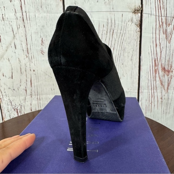 Stuart Weitzman Wrap It Up Women’s Black Suede Leather Platform Booties 6 EUC - Picture 14 of 14